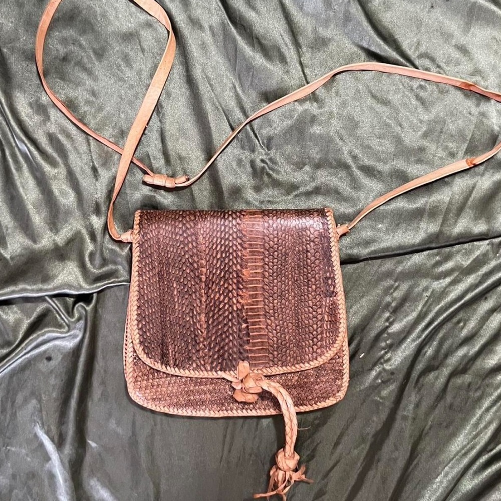 Brown Snake Skin Crossover Bag